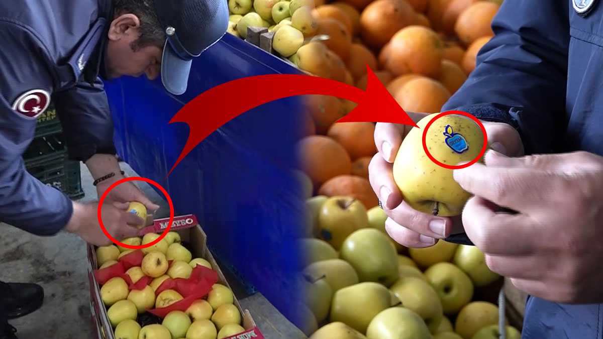 Elmanın etiketini kaldıran zabıta, cezayı anında kesti