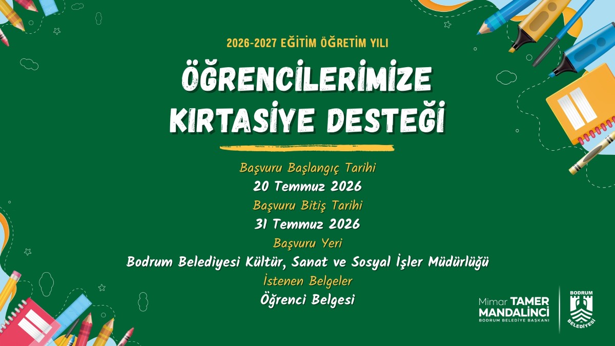Bodrum Belediyesi’nden öğrencilere kırtasiye desteği
