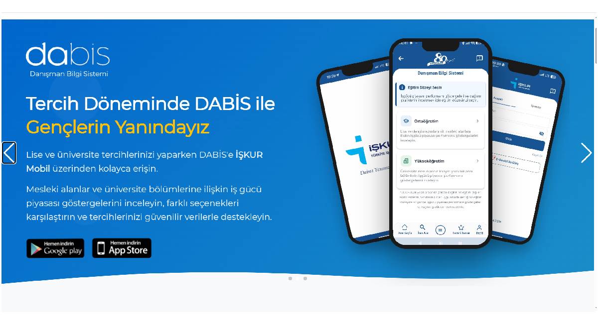 DABİS Artık İŞKUR Mobil'de! Öğrenciler ve veliler tercihlerini artık iş gücü piyasası verileriyle destekleyebilecek