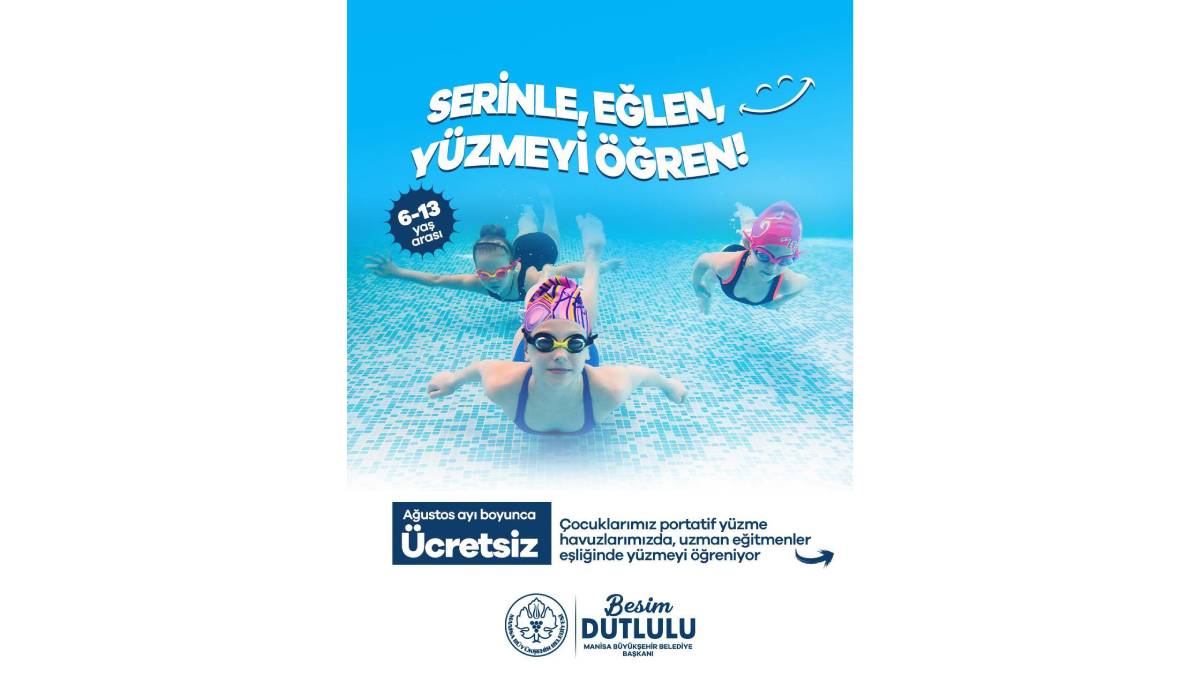 Manisa’da çocuklar hem serinleyecek hem yüzme öğrenecek