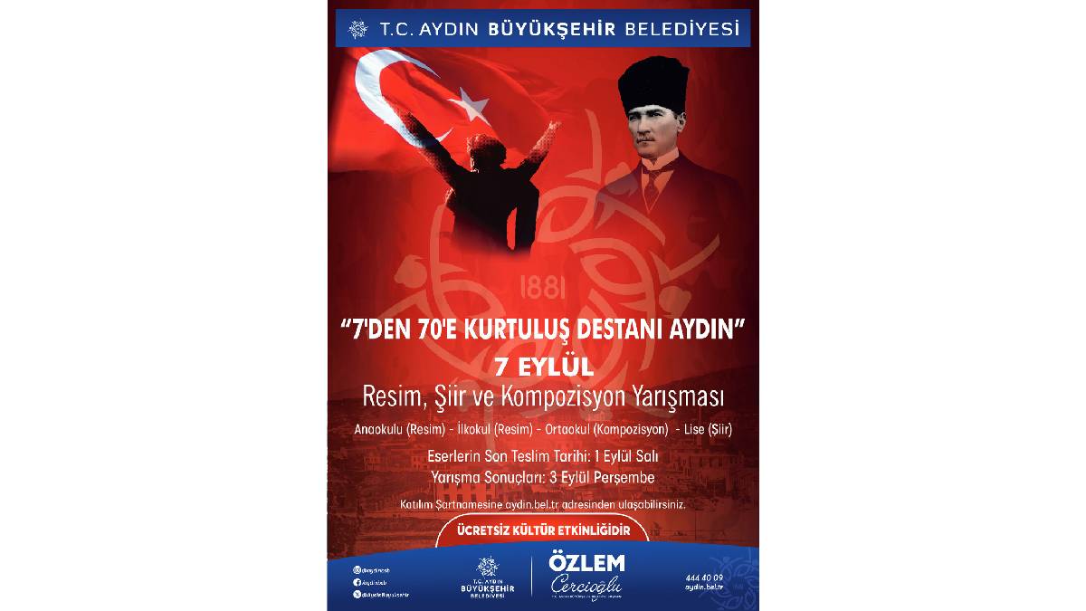 Aydın Büyükşehirden 7 Eylül temalı ödüllü resim, şiir ve kompozisyon yarışması