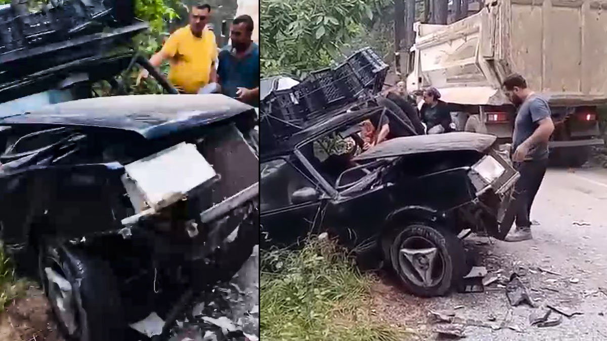 Hatay'da hafriyat kamyonu ile otomobil çarpıştı: 9 yaralı