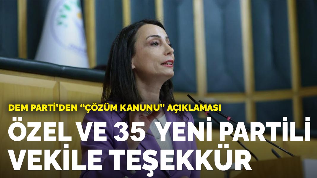 DEM Parti'den 'çözüm kanunu' açıklaması: Özel ve 35 YENİ Partili vekile teşekkür