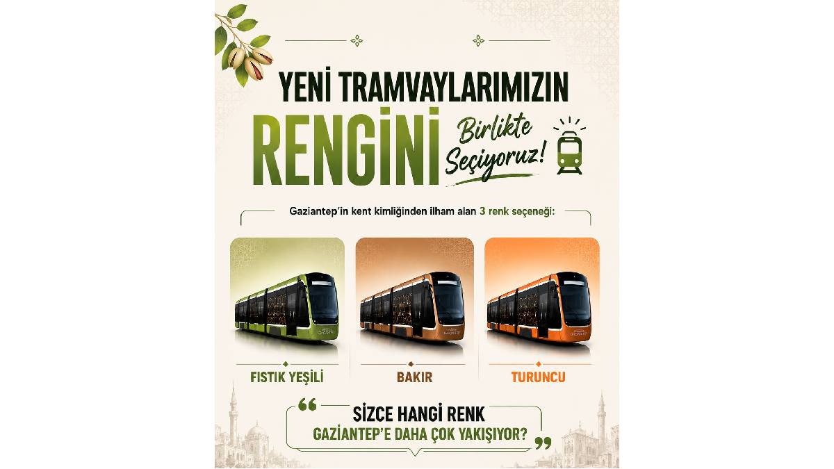 Büyükşehir’in şehre kazandıracağı yeni tramvayların rengini Gazi şehirliler oylarıyla belirleyecek