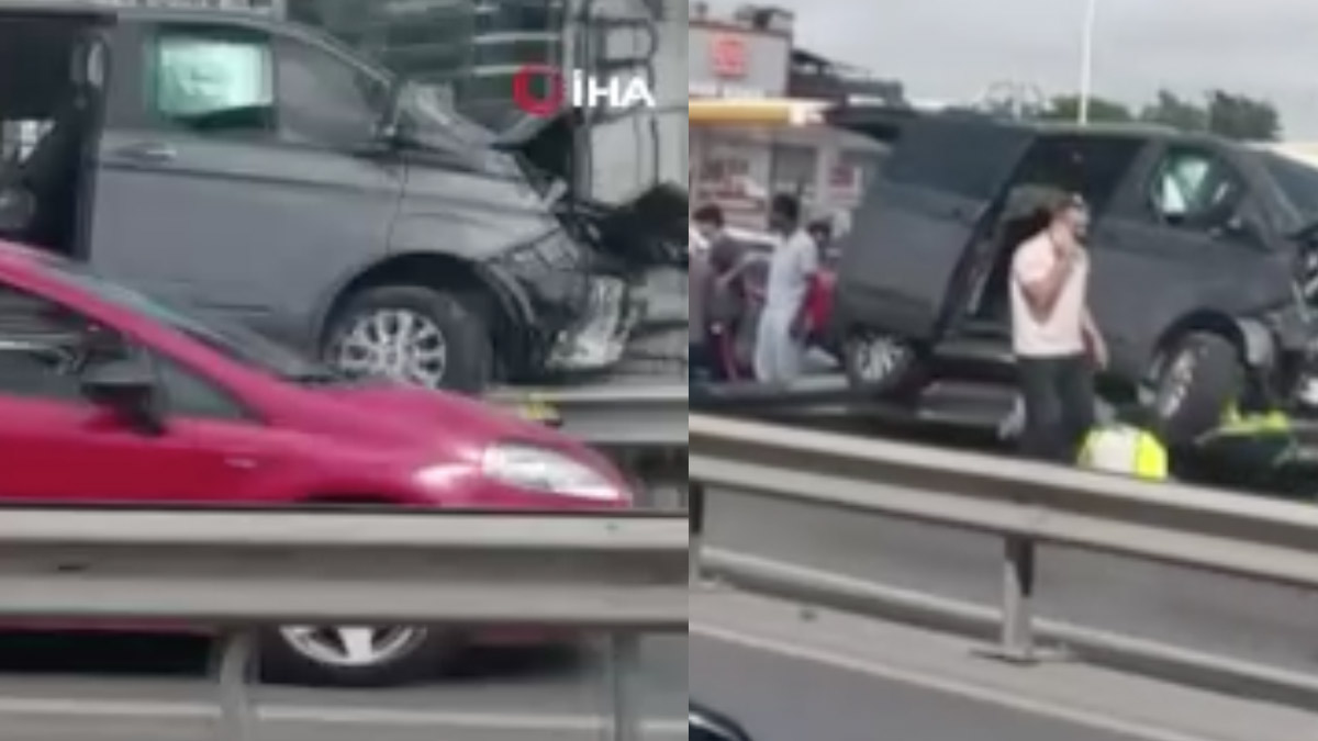 Küçükçekmece’de hafif ticari araç bariyerlere çarptı: Çok sayıda ekip sevk edildi