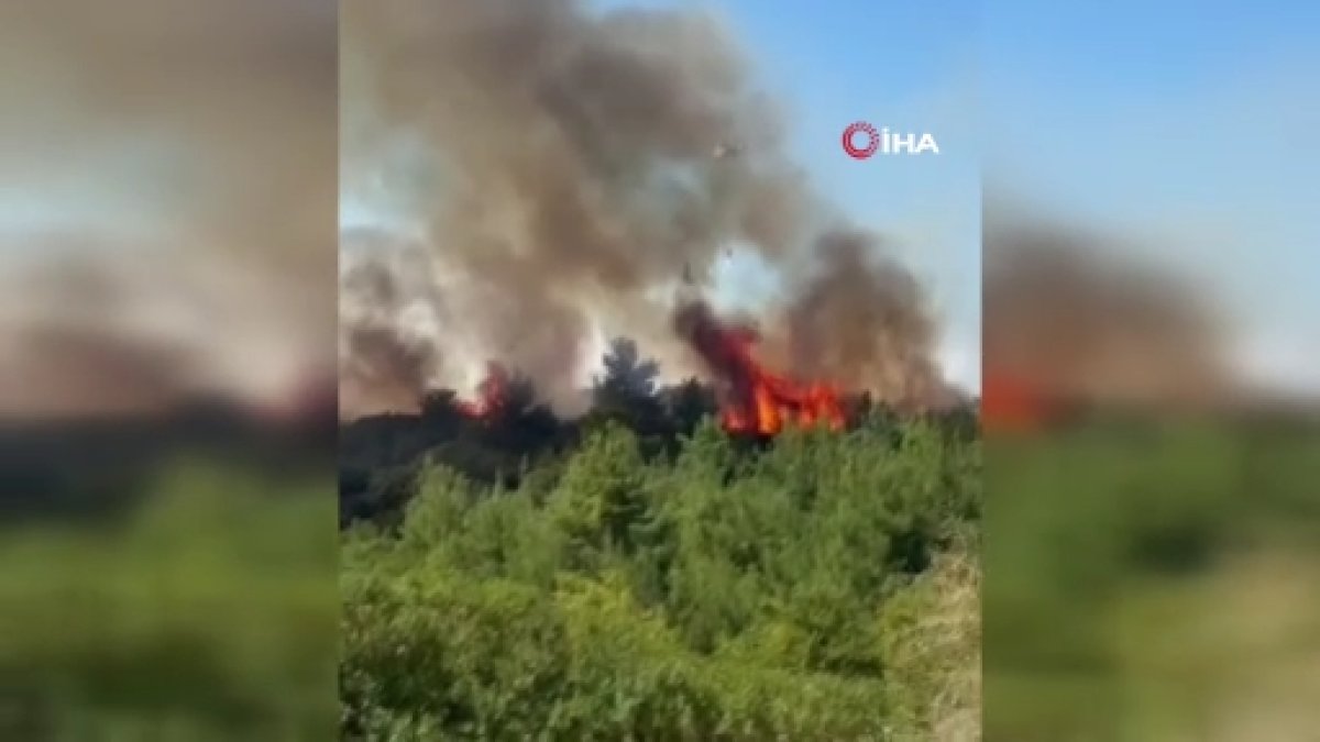 Lapseki’de tarım arazisinde yangın