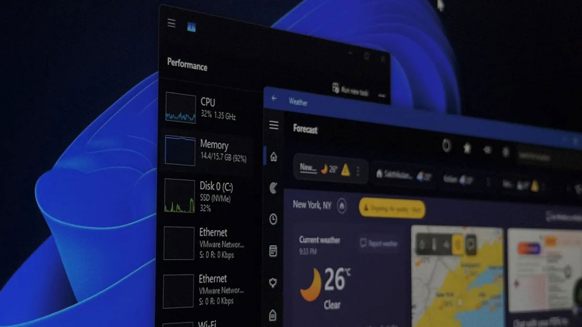 Win 11'de basit bir hava durumuna bakmak bilgisayarın 1,2 GB RAM tüketiyor