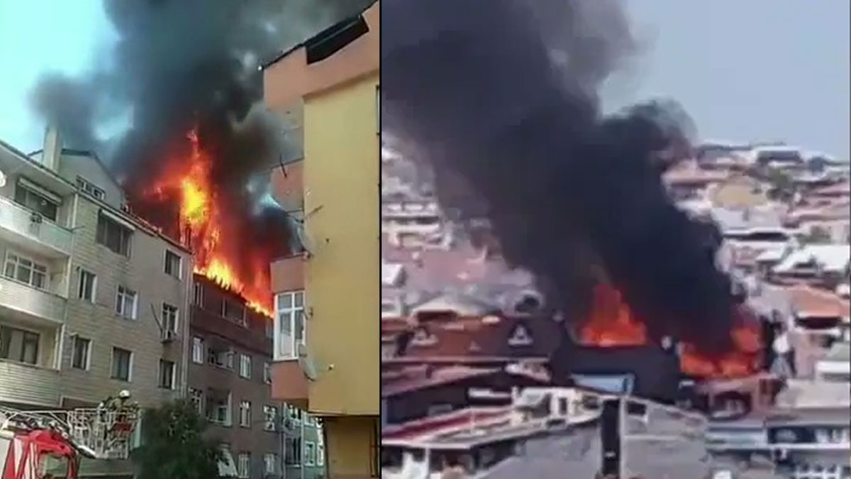 Gaziosmanpaşa’da korkutan yangın: Alevler çatıyı sardı