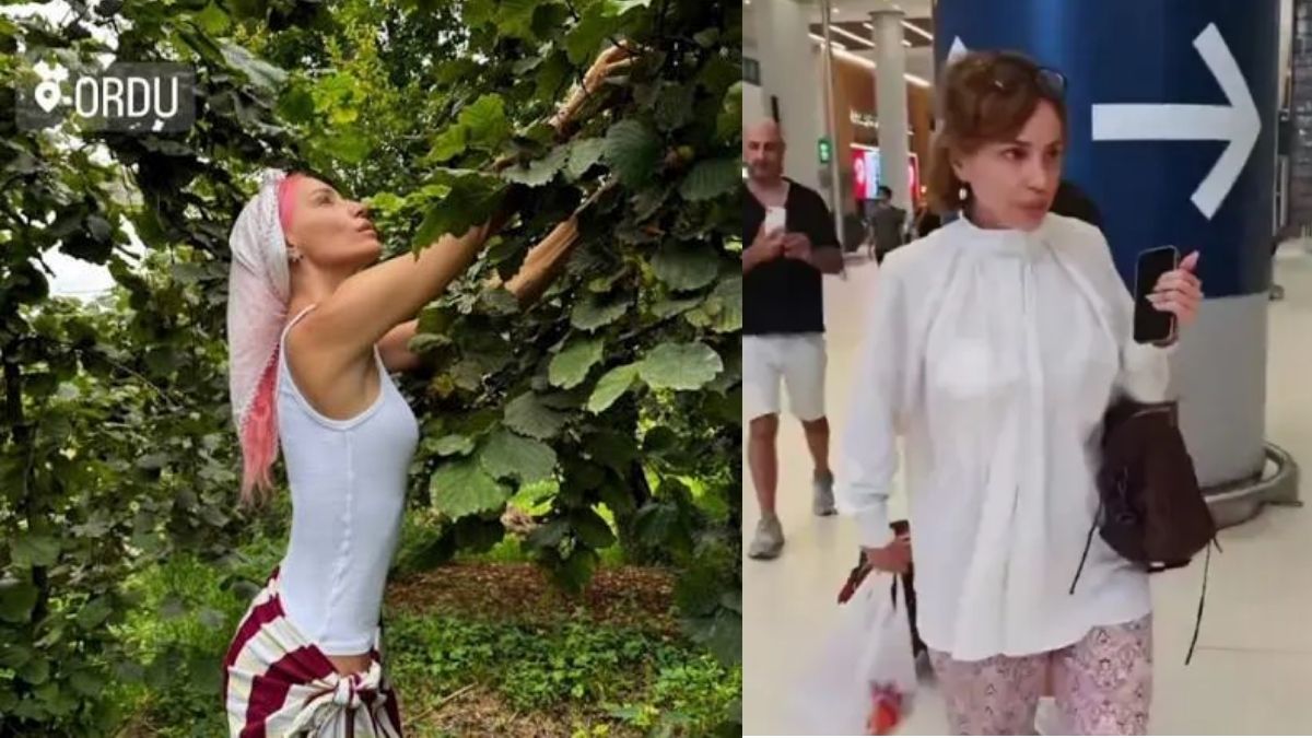 Ordu’da fındık topladı İstanbul’a geri döndü! Gülşen havalimanı tarzıyla dikkat çekti