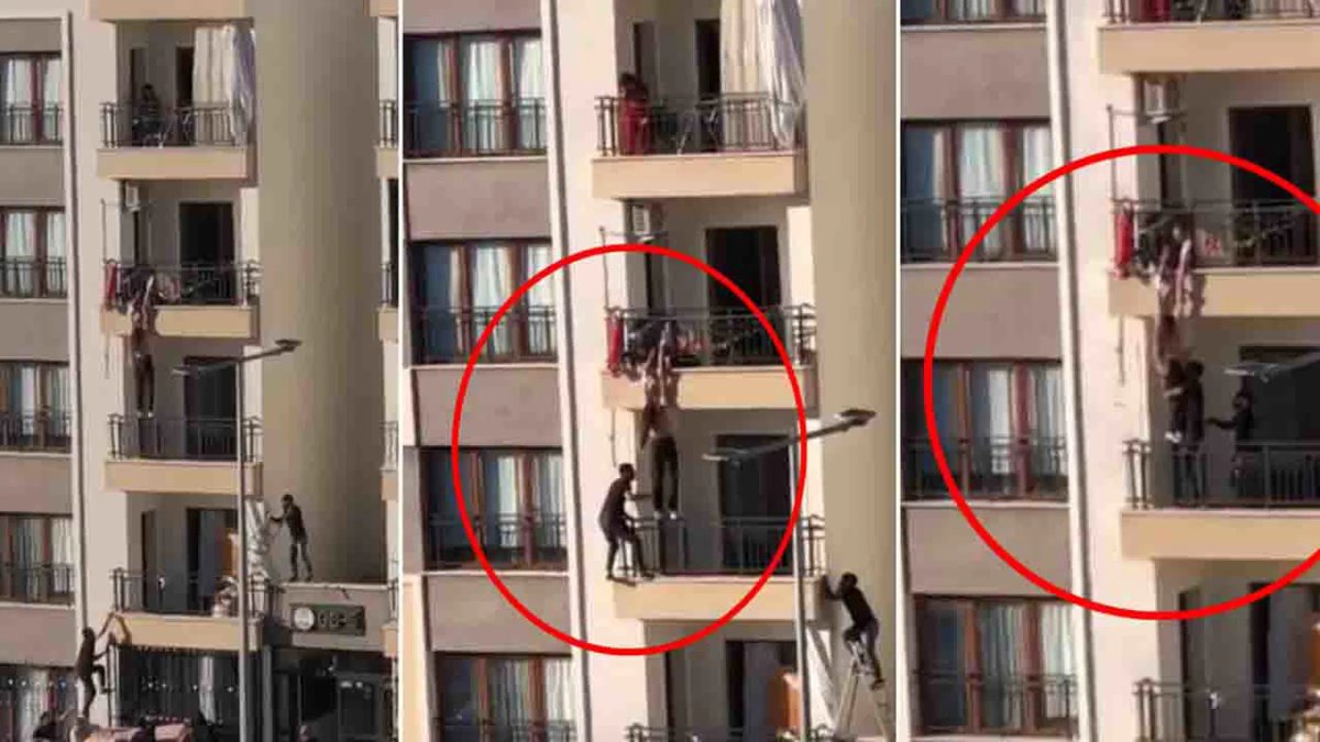 Diyarbakır'da yürekler ağza geldi: Korkulukta asılı kalan çocuğu kurtardı