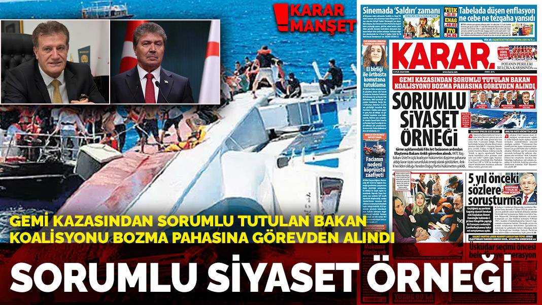 Sorumlu siyaset örneği: Gemi kazasından sorumlu tutulan bakan koalisyonu bozma pahasına görevden alındı