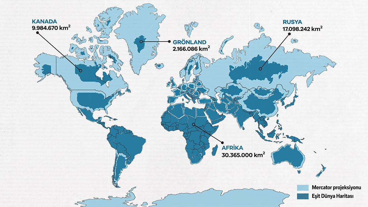 500 yıldır Grönland'ı Afrika kıtasından büyük gösteren harita tasarımı iptal edildi