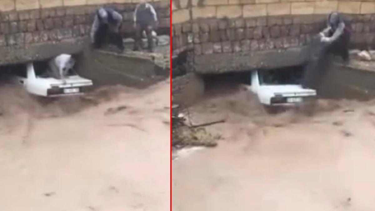 Sel sularında can pazarı! Araçtakilerin imdadına köylüler yetişti