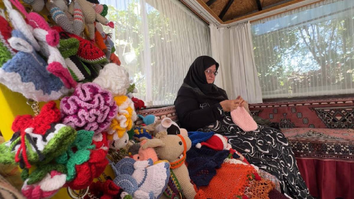 60 yıllık tutkusuyla ağaçları renklendirdi! Karabüklü Aliye Teyze’nin örgü sevdası kedi mamasına dönüşüyor