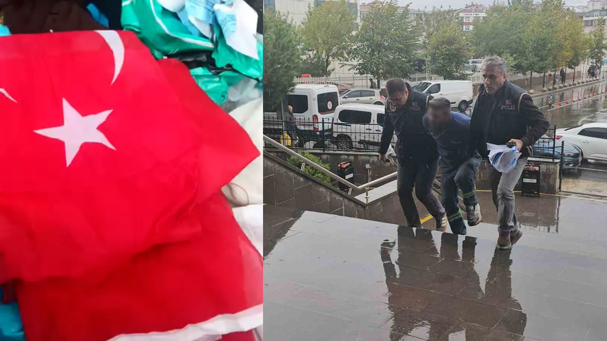 Bayrağı çöpe attı, 'vatan hainleri' diyerek paylaştı: Gözaltına alındı