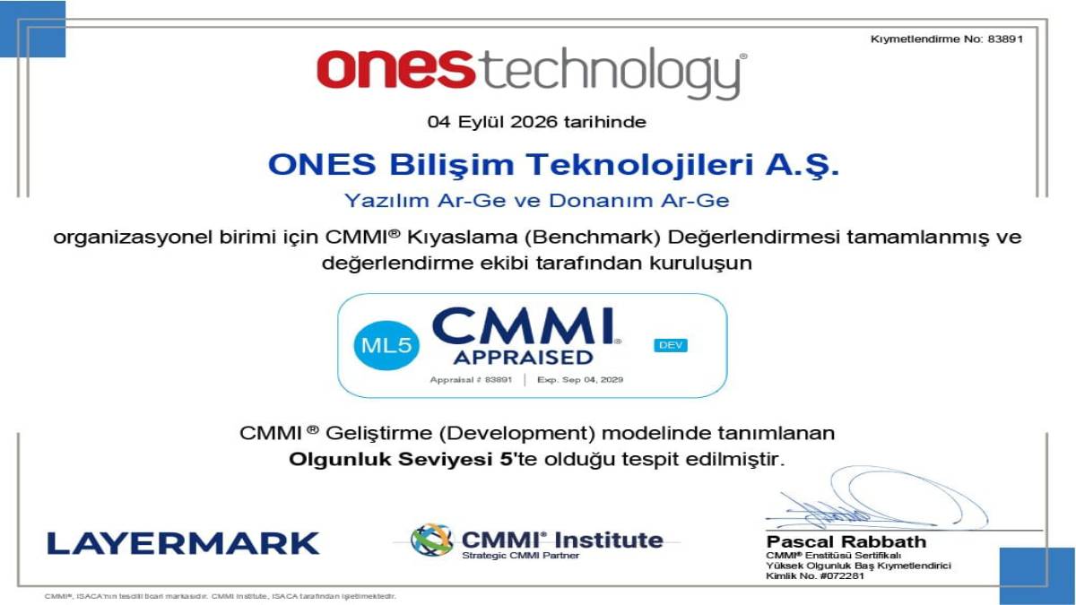 Ones Technology CMMI’de iki basamak yükselerek Level 5’e ulaştı