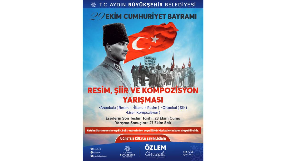 Aydın Büyükşehirden 29 Ekim temalı ödüllü resim, şiir ve kompozisyon yarışması