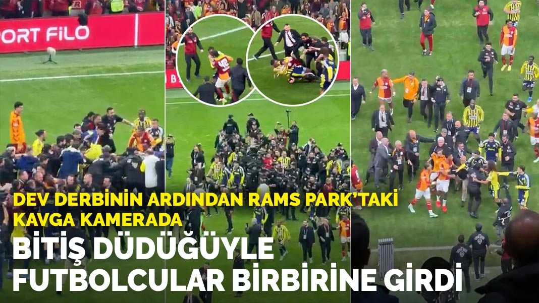 Dev derbinin ardından RAMS Park’taki kavga kamerada: Bitiş düdüğüyle futbolcular birbirine girdi