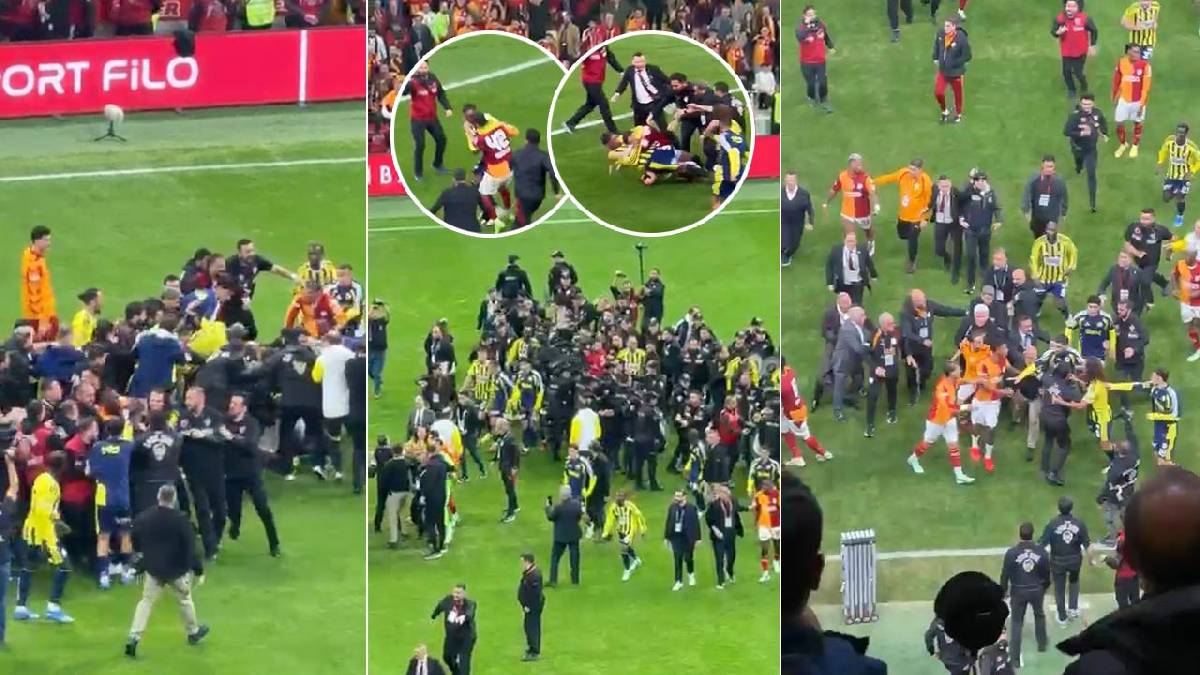 Dev derbinin ardından RAMS Park’taki kavga kamerada: Bitiş düdüğüyle futbolcular birbirine girdi