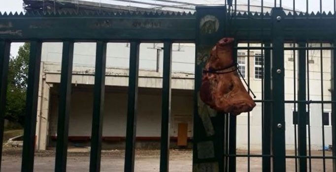 Almanya'nın Essen şehrinde camiye domuz kafası astılar