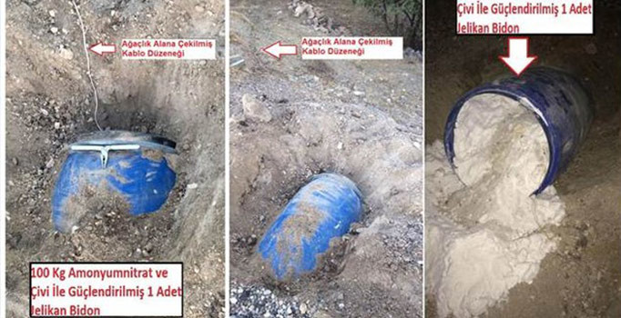 Karayolunda 4 ayrı noktaya 690 kilo patlayıcı yerleştirmişler