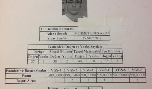 2015 Türkiye YGS birincisi belli oldu