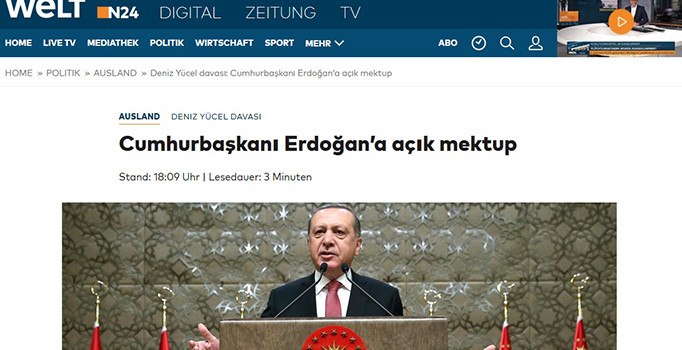 Die Welt gazetesinden Cumhurbaşkanı Erdoğan’a açık mektup