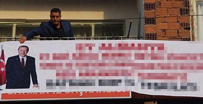 MHP'li başkandan Erdoğan'a destek pankartı