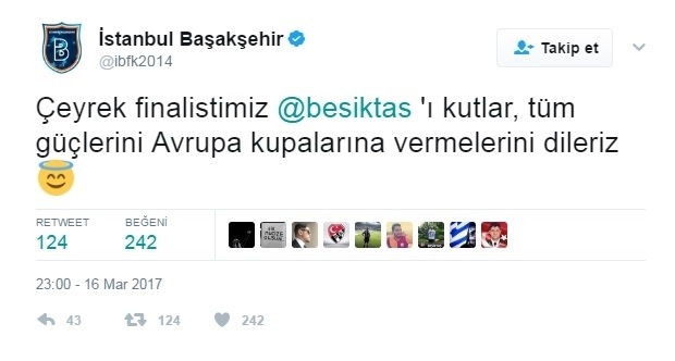 Medipol Başakşehir'den esprili tebrik
