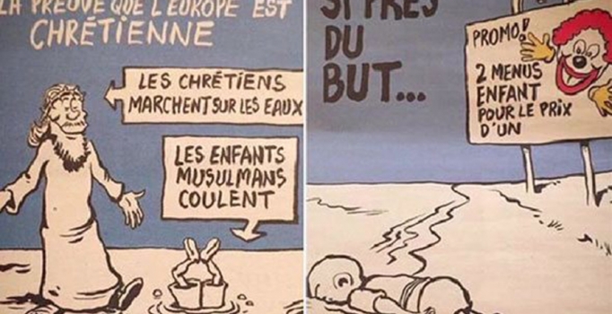Charlie Hebdo'dan tepki çeken Aylan Kurdi karikatürü