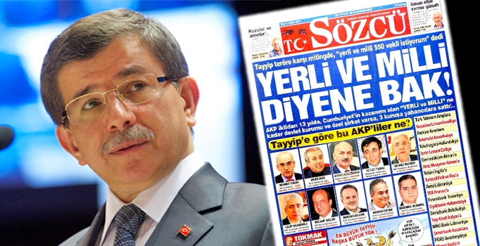 Davutoğlu'ndan Sözcü'nün ırkçı manşetine tepki