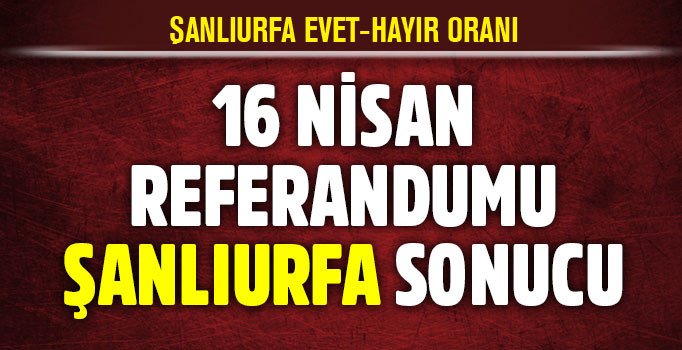 Şanlıurfa 16 Nisan referandum sonuçları: Evet hayır yüzde kaç? Şanlıurfa seçim sonuçları