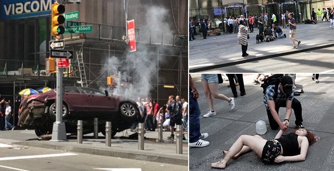 ABD'de bir araç kaldırımda yürüyen yayalara çarptı | Son dakika