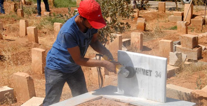 Suruç'ta terörist mezarındaki örgüt simgeleri silindi | Şanlıurfa haberleri