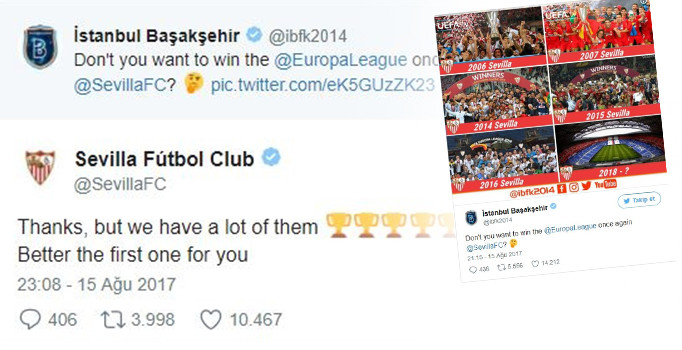 Başakşehir'den Sevilla'ya sosyal medyadan esprili gönderme