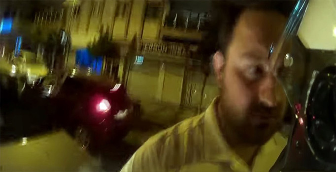 Trafikte tekme tokat kavga kask kamerasında