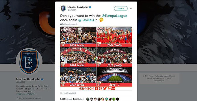 Başakşehir'den Sevilla'ya esprili gönderme