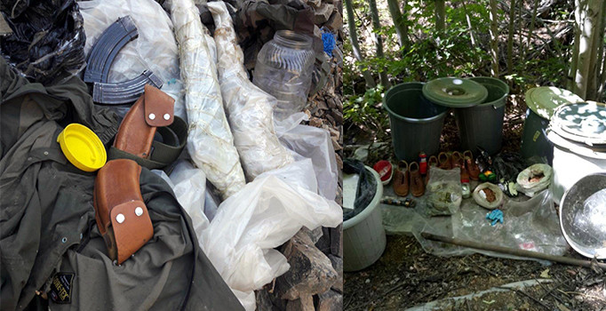 Teslim olan terörist gösterdi, silah, roket ve mühimmat bulundu