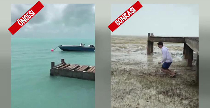 Irma Kasırgası'nın etkili olduğu Bahamalar'da okyanus yok oldu