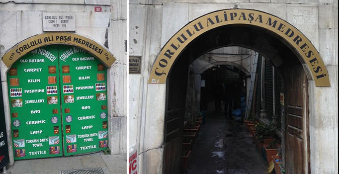 Çorlulu Ali Paşa Medresesi'nin kapısını reklam panosu yaptılar!