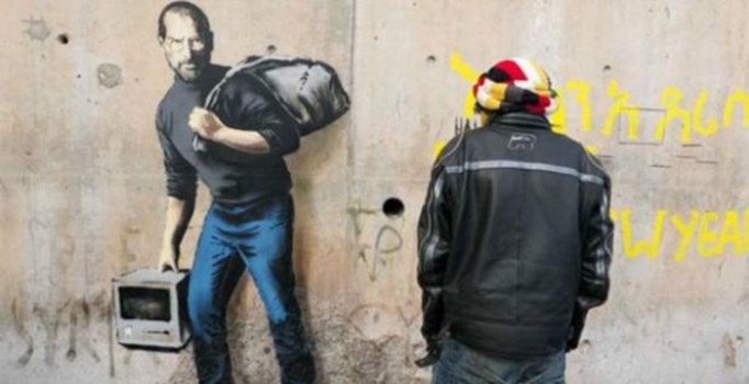 Banksy, Suriyeli göçmen Steve Jobs'u çizdi