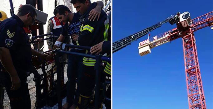 35 metrelik vinçte kalp krizi geçirdi