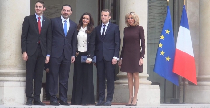 Hariri, Fransa Cumhurbaşkanı Macron ve ailesi tarafından karşılandı