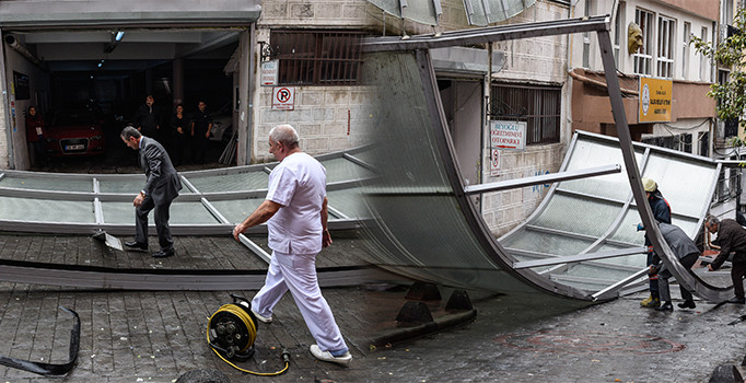 Beyoğlu öğretmen evinin çatısı uçtu