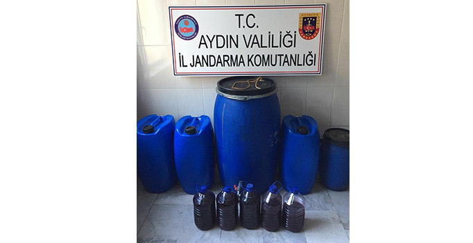 Aydın'da kaçak üretim 1150 litre şarap ele geçirildi