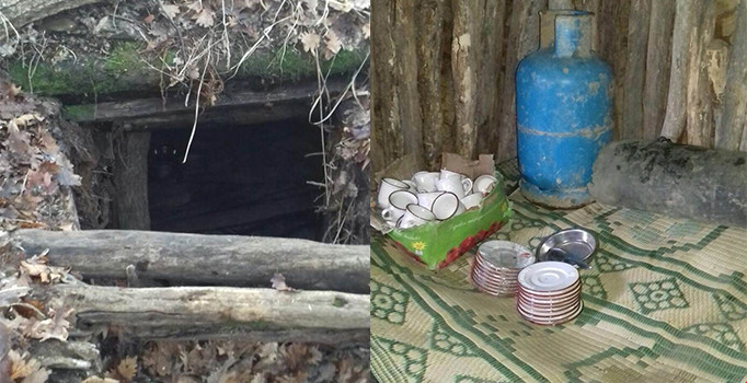 Sığınakta yaşam malzemeleri ele geçirildi