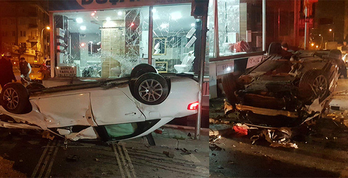 Ümraniye'de aşırı hızla ilerleyen araç dehşet saçtı: 1'i ağır 3 yaralı