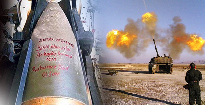 Obüs mermilerine şehit mesajı