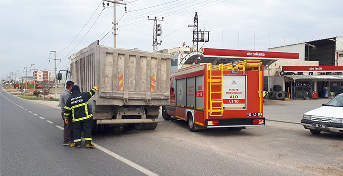 Adıyaman'da hafriyat yüklü kamyonda yangın