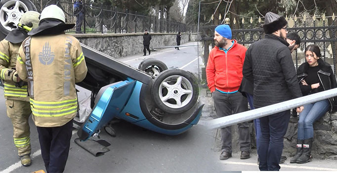 Üniversite öğrencisi genç kız otomobiliyle elektrik direğine çarpıp takla attı